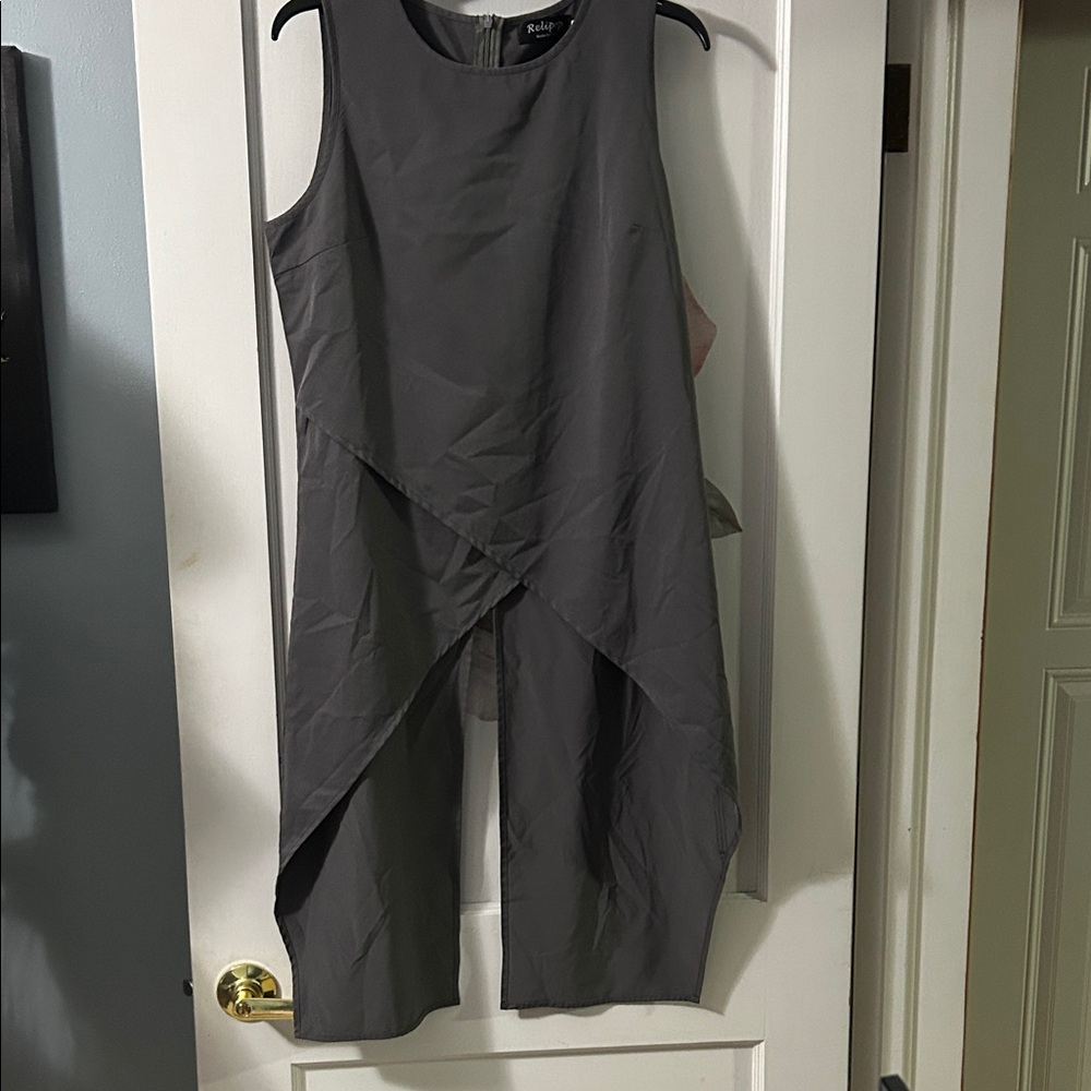 Sleeveless Gray Layered Tunic Dress - Ralu?